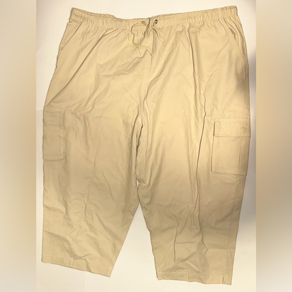 Blair Pants - Blair Elastic Waist Pull On Women’s Cargo Crop Pants Plus Size 3XL Khaki Cotton